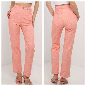 Peppermayo Pink Wave Electric Avenue Straight Leg Pants - US 2 - NWT